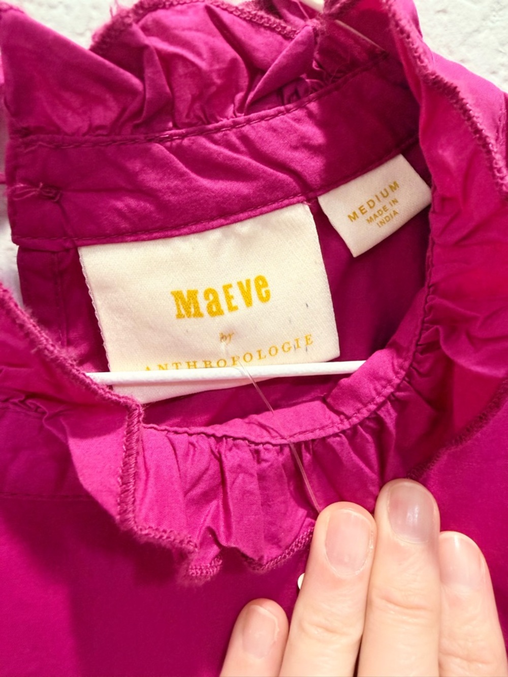 NWT Anthropologie Maeve Fuchsia Puff Sleeve Blouse - Picture 2 of 10